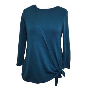 J. JILL Wrap Sweater Dark Teal Blue Medium Cotton Cashmere Blend